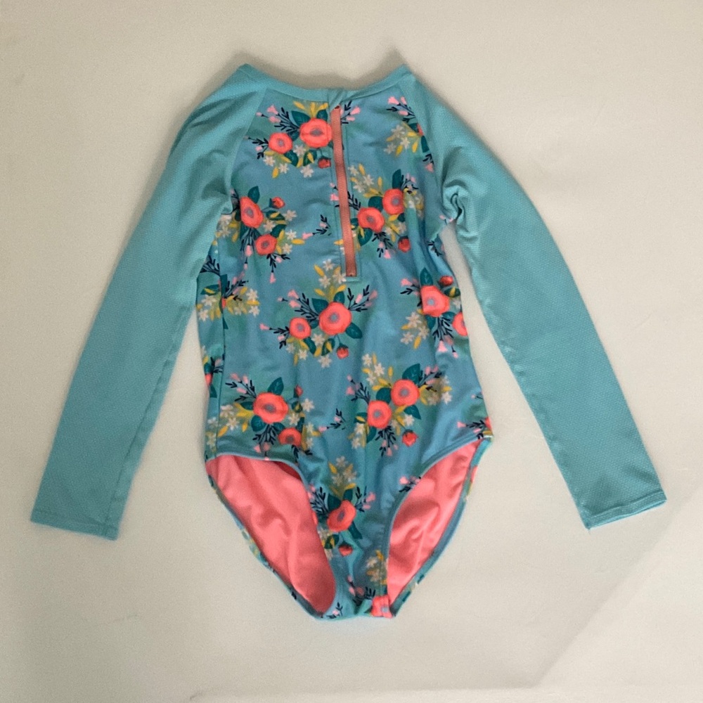 Cat & Jack Blue Floral Kids Rashguard